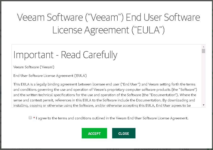 Accept Veeam EULA